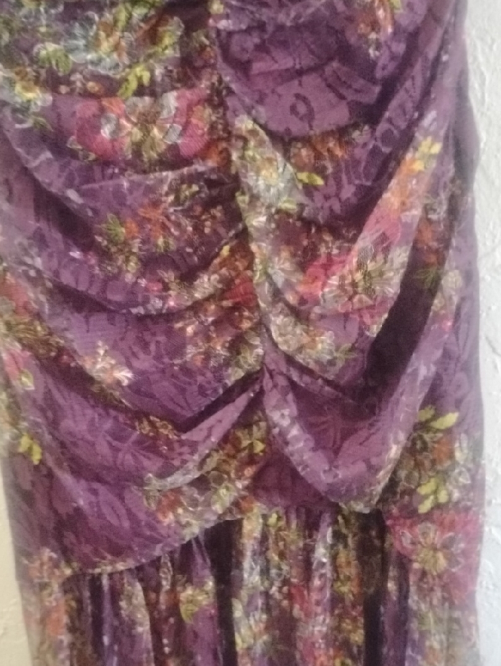 Laundry By Shelli Segal Evening Formal Mesh Purple Floral Strapless Sz 6 Mint - Picture 4 of 8
